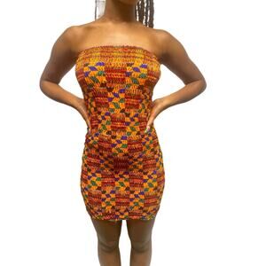 Kente tube bodycon mini dress